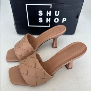 Shushop Niara Woven Square Toe Heeled Sandal